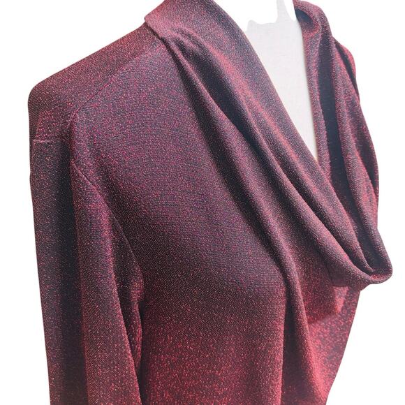 Carmen Marc Valvo Womens Top Sz 2X Drape Neck Evening Cocktail Cowl Neck Top - Picture 5 of 6